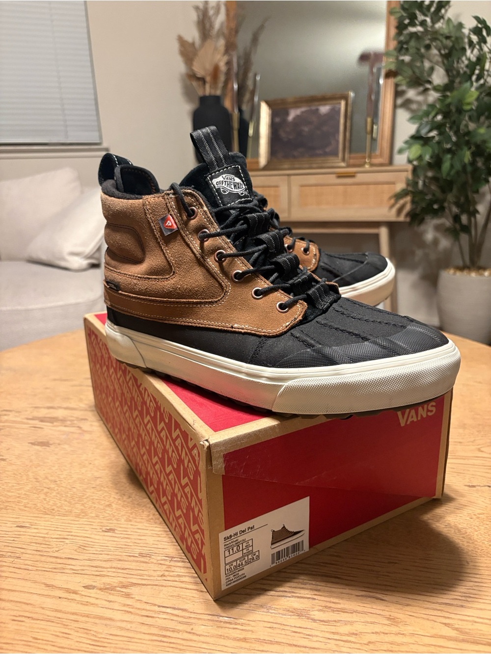 Vans Black and Brown High-Top Sneakers